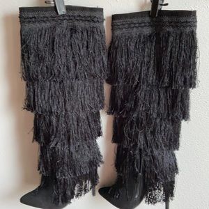 Rhonda black string/fringe boots